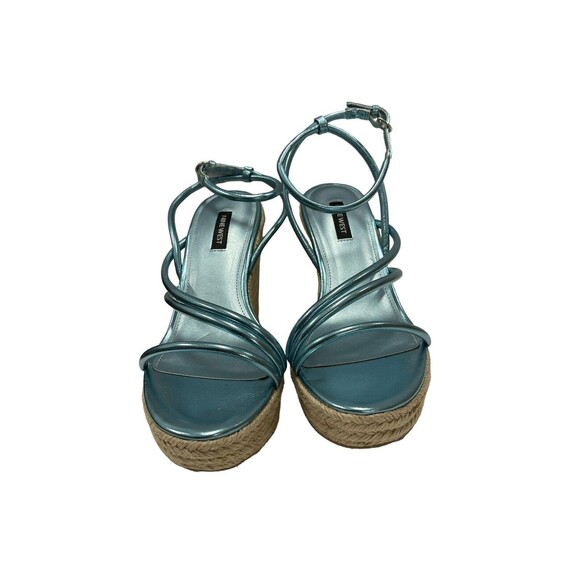 NINE WEST Womens Blue 1-1/2" Platform Hipsta Open Wedge Espadrille Shoes 9 M - Picture 4 of 9